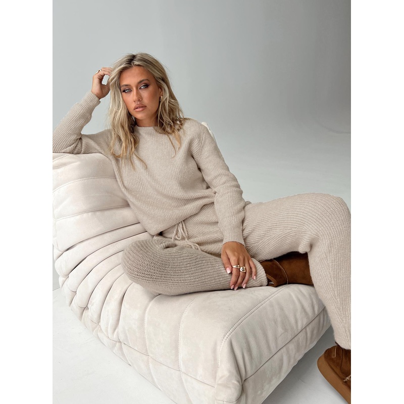 Abrams Rib Knit Pant Beige