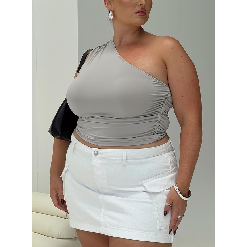 Annem One Shoulder Top Grey Curve