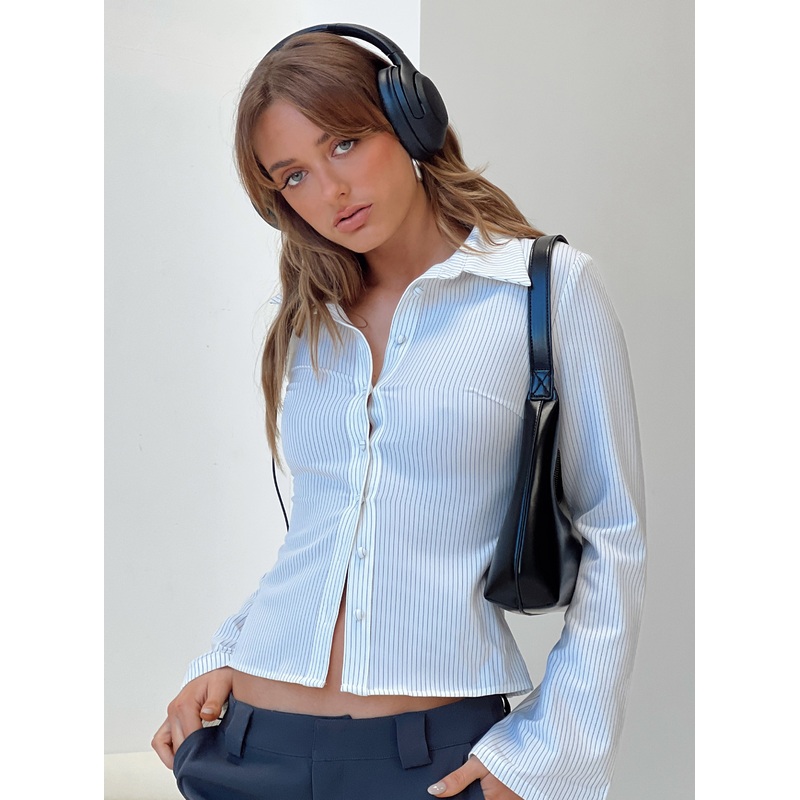 Anni Pinstripe Shirt White