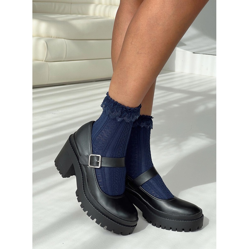 Azura Frill Socks Navy