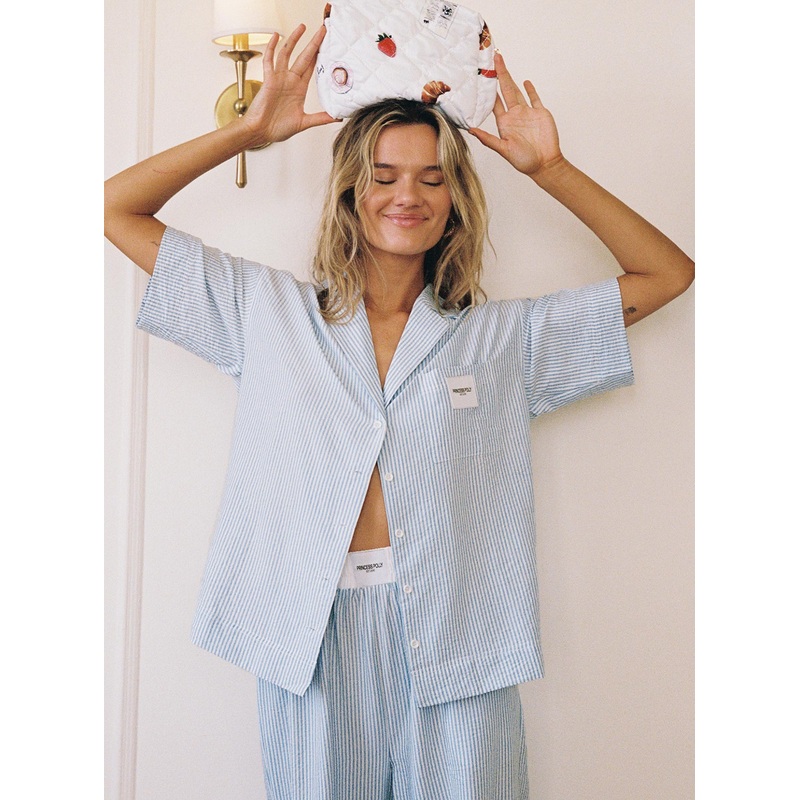 Early Riser Sleep Shirt Blue Stripe