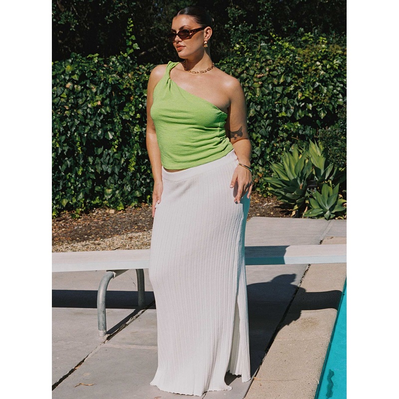 Santorini Knit Maxi Skirt White Curve