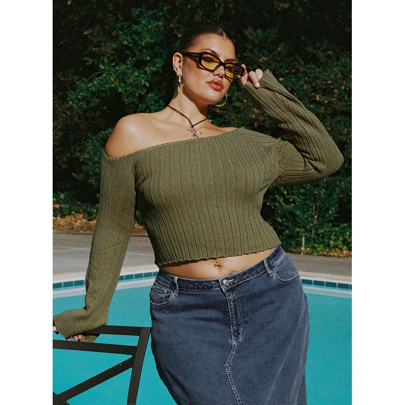Santorini Knit Top Khaki Curve