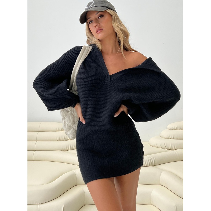 Thorelle Sweater Mini Dress Black