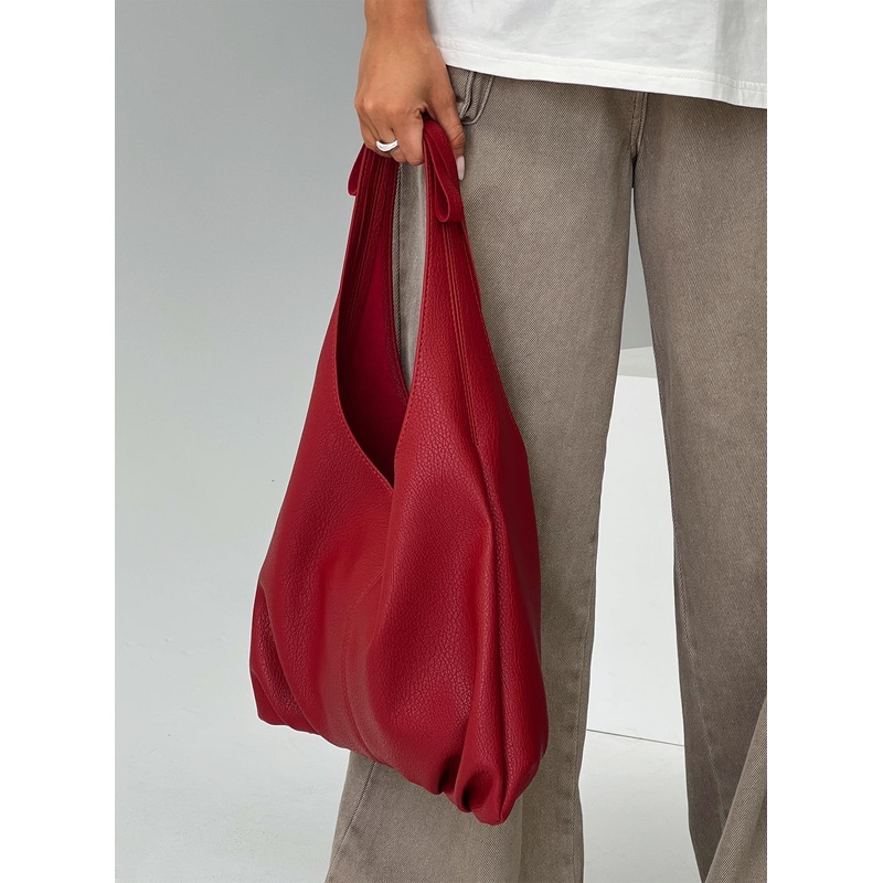 Neddy Faux Leather Bow Bag Red