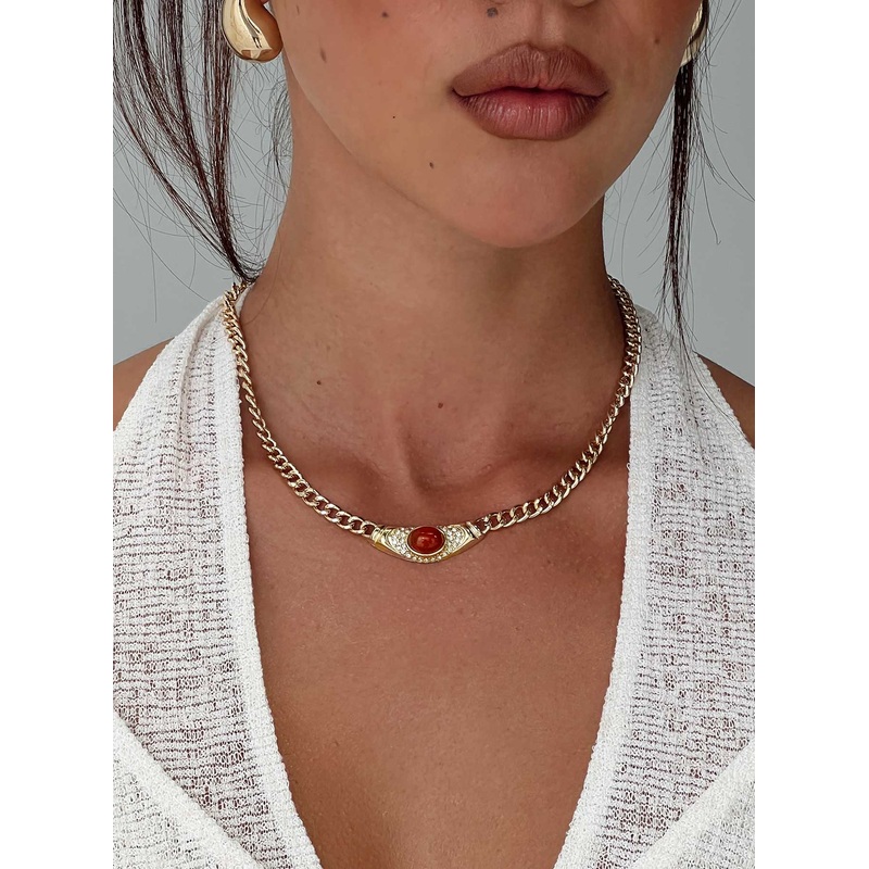 No Place Like Home Necklace Gold / Red
