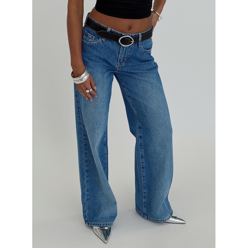 On Sunset Mid Rise Straight Leg Jeans Dark Wash