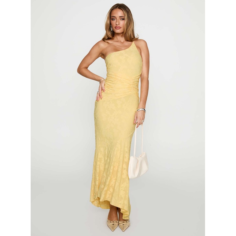 Starlights One Shoulder Maxi Dress Lemon