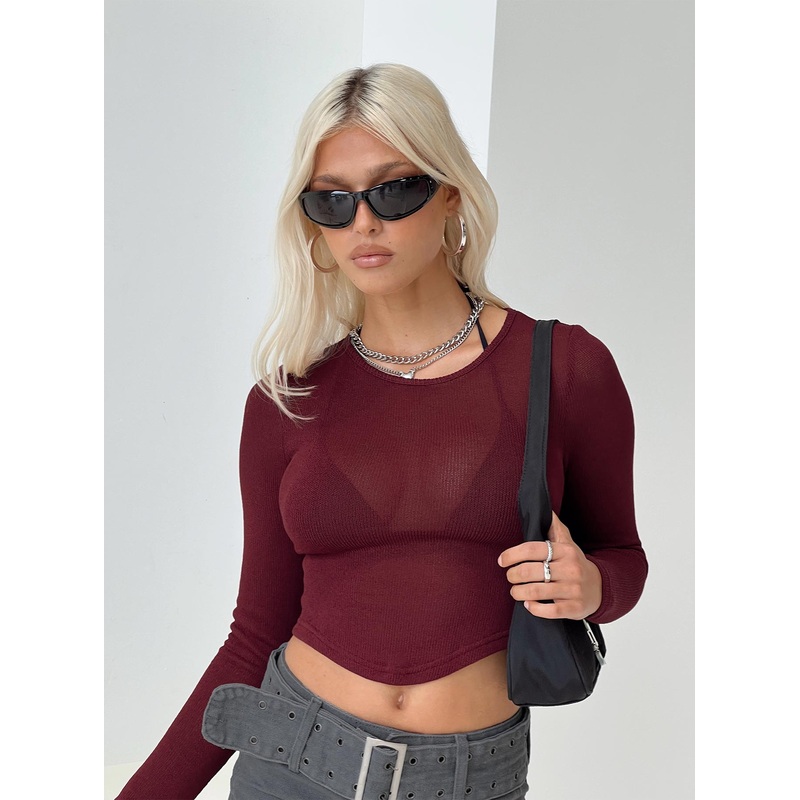 Sydelle Long Sleeve Top Maroon