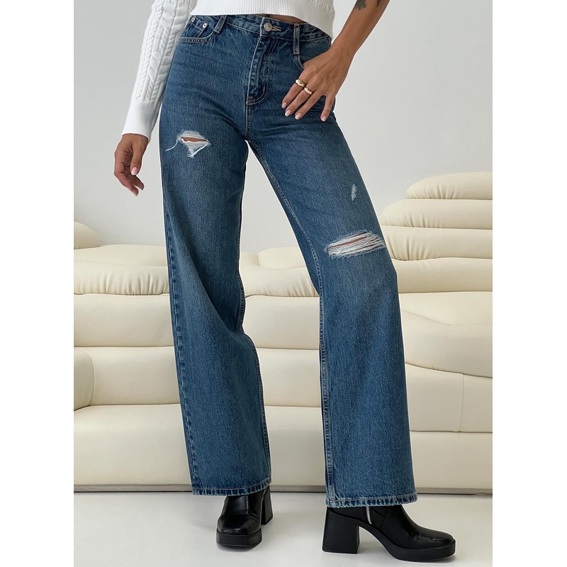 Beetle Ripped Jeans Mid Wash