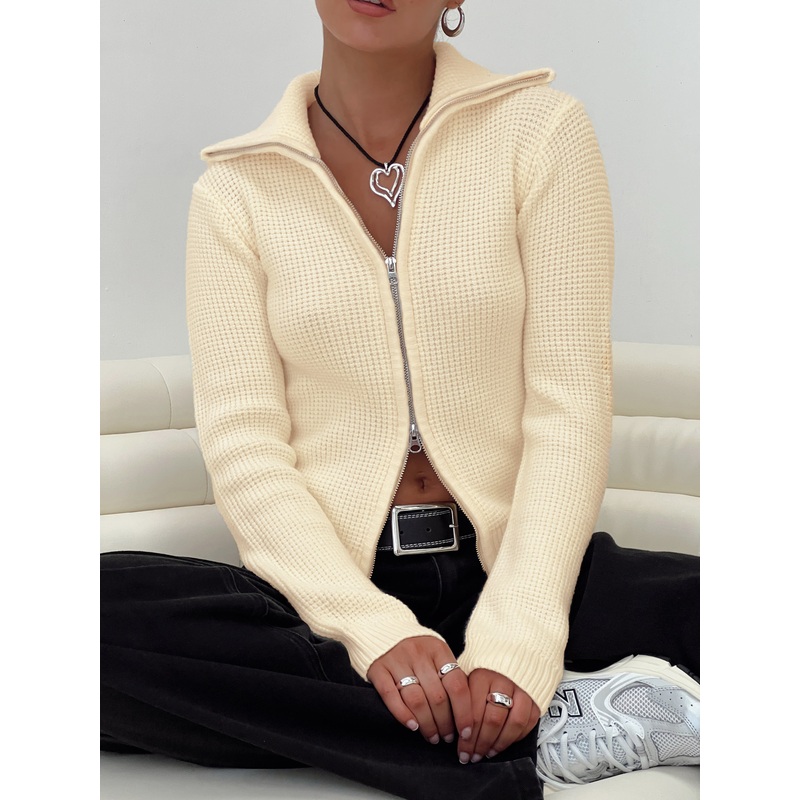 Harvill Zip Up Cardigan White