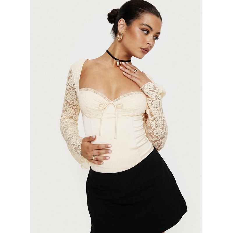 Markwell Long Sleeve Bodysuit Cream
