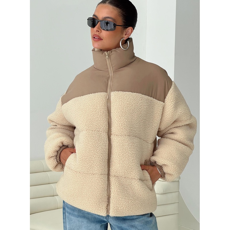Momoa Teddy Puffer Jacket Cream