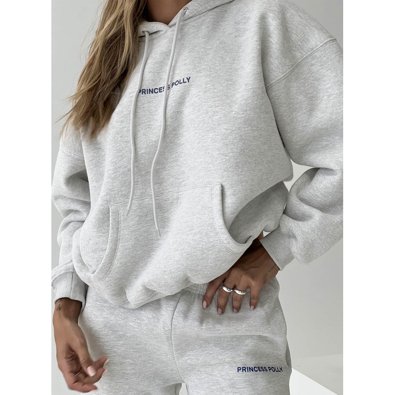 Princess Polly Hooded Sweatshirt Bubble Text Grey Marle / Slate