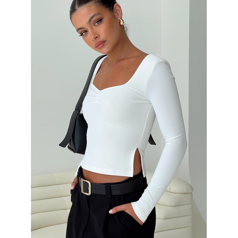 Rehna Long Sleeve Top White