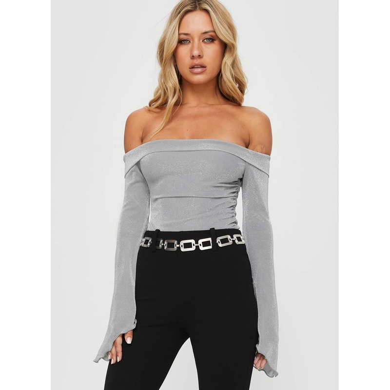 Tullo Off The Shoulder Bodysuit Grey