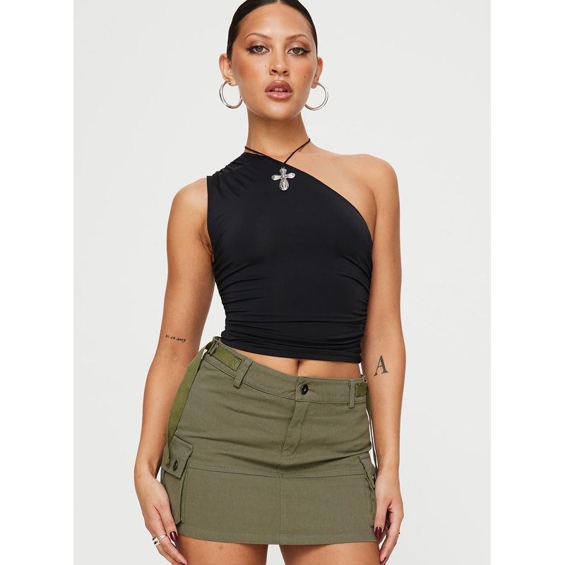 Annem One Shoulder Top Black