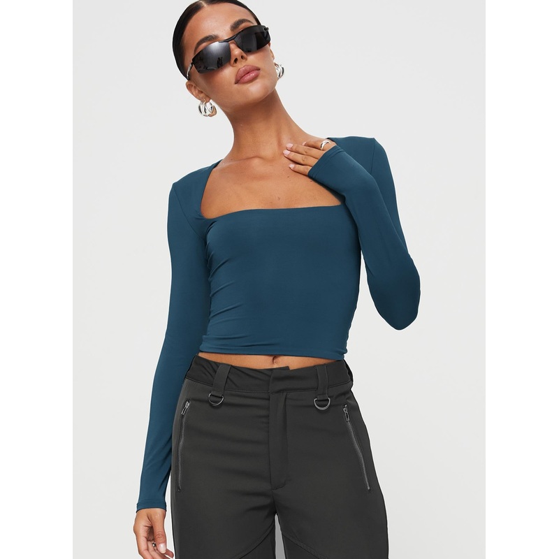 Back In Time Long Sleeve Top Navy