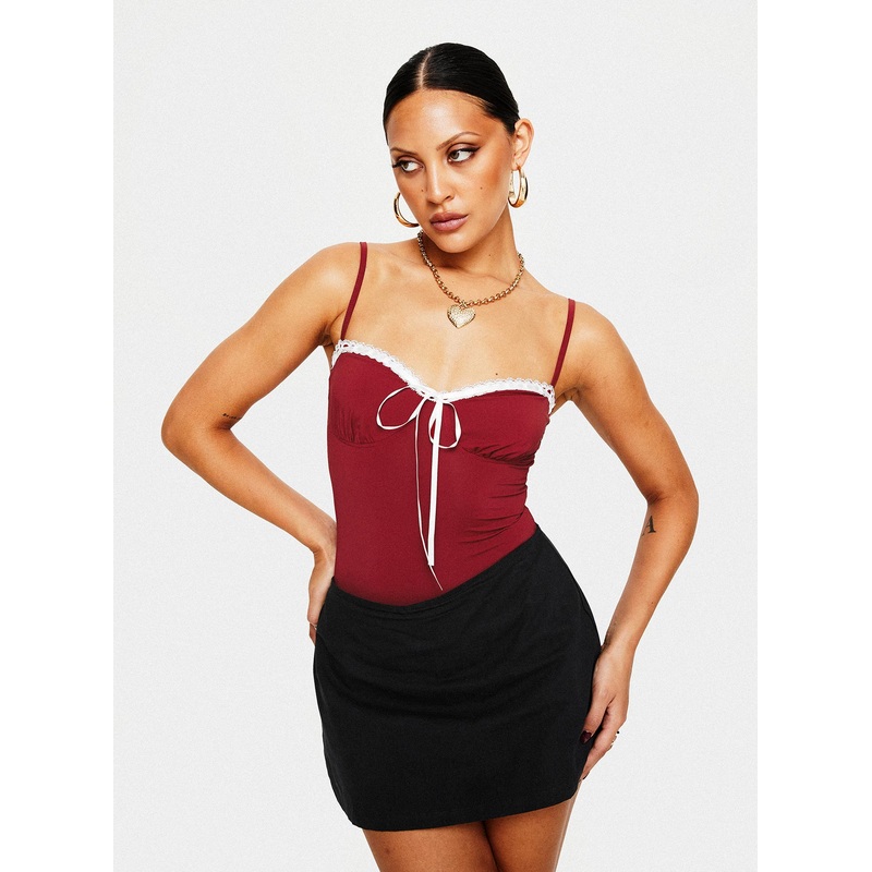 Damsel Bodysuit Burgundy