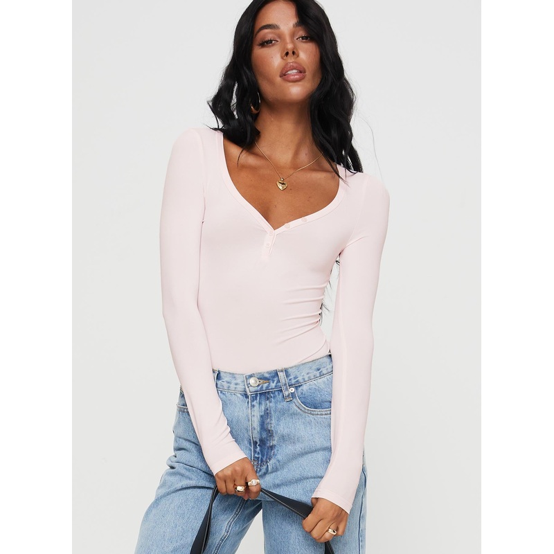 Delgado Long Sleeve Bodysuit Pink