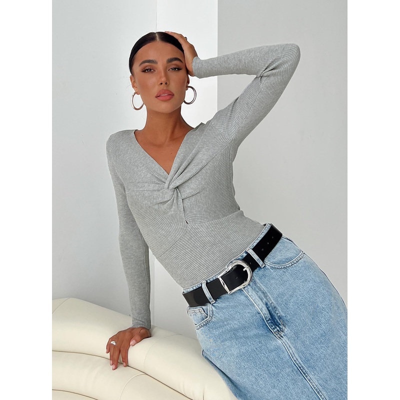 Dimitra Twist Bodysuit Grey