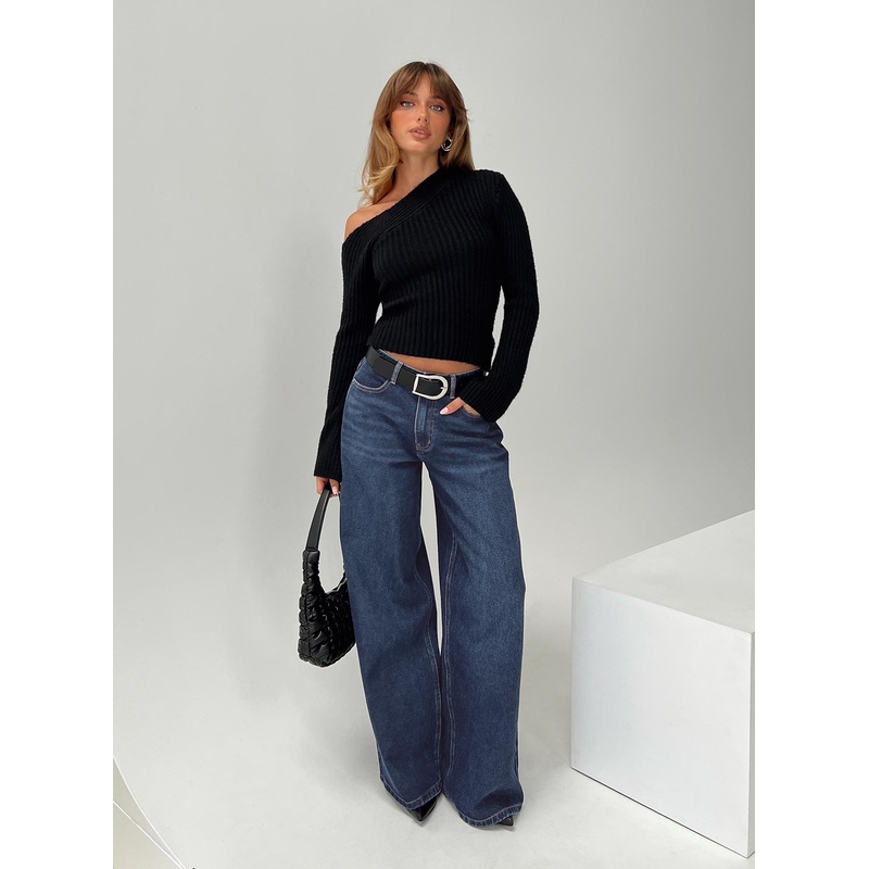 Naylor Wide Leg Jeans Mid Blue Denim