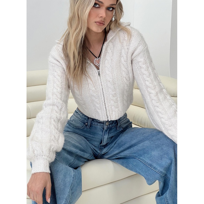 Quiet Night Cable Knit Sweater Cream