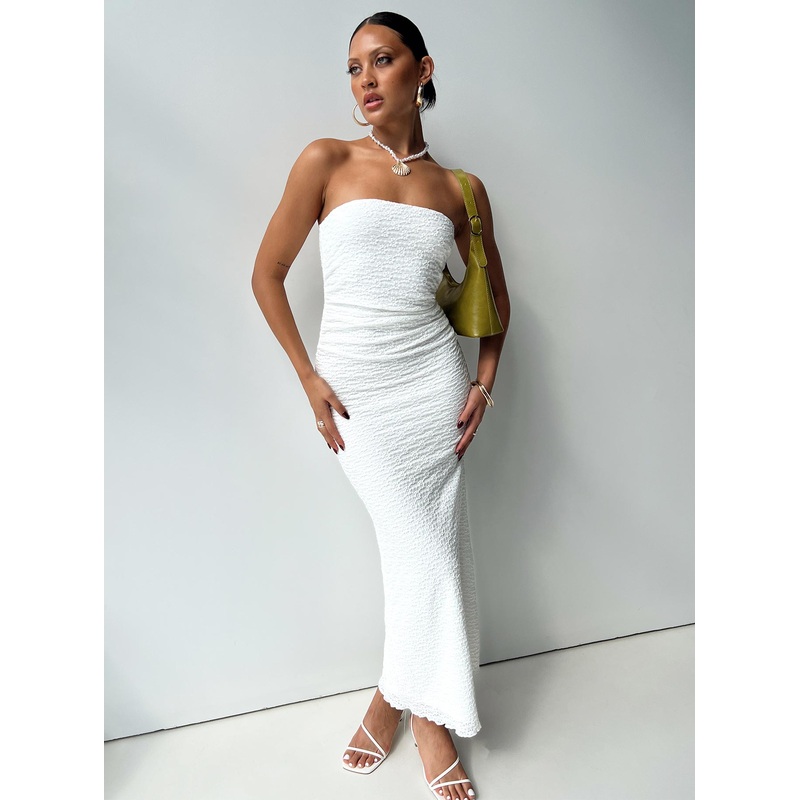 Ruskin Strapless Maxi Dress White