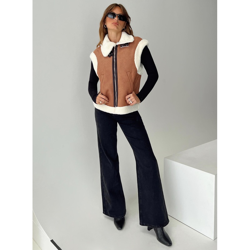 Wesson Shearling Vest Natural / Cream