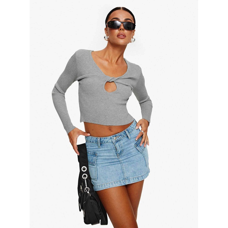 Zakai Cargo Denim Mini Skirt Ice Blue