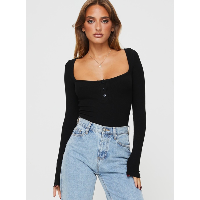 Ballard Long Sleeve Bodysuit Black