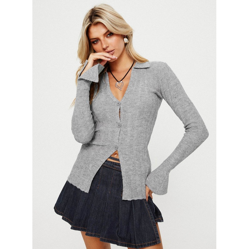 Beryl Long Sleeve Top Slate Grey