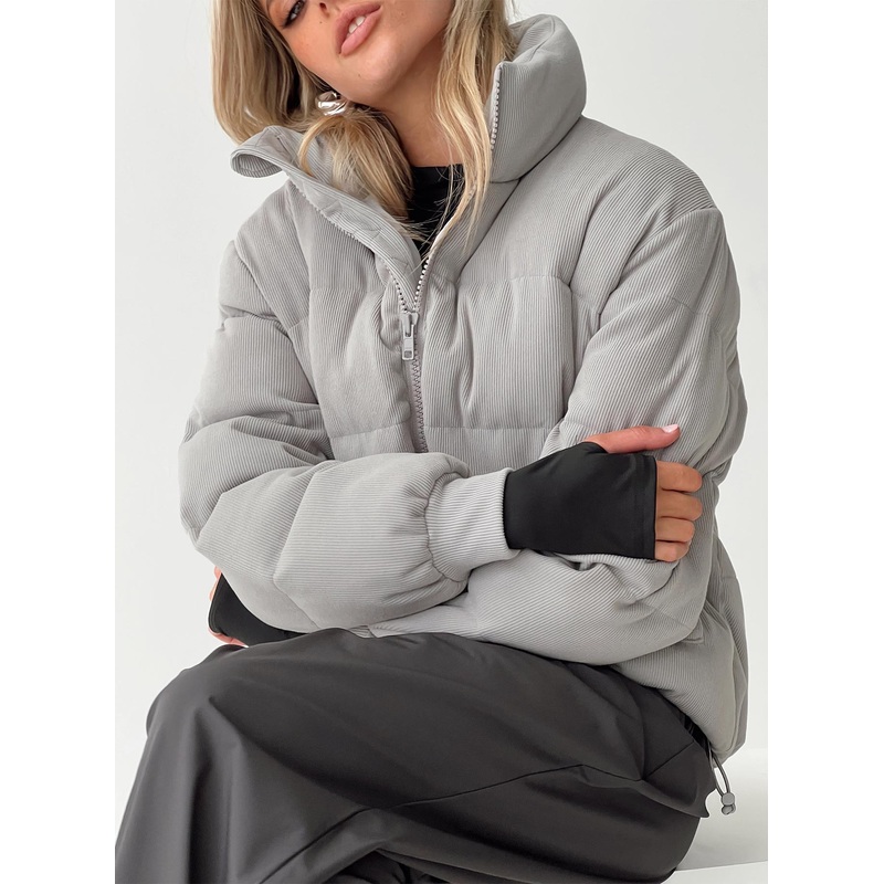 Darrow Ribbed Puffer Jacket Grey