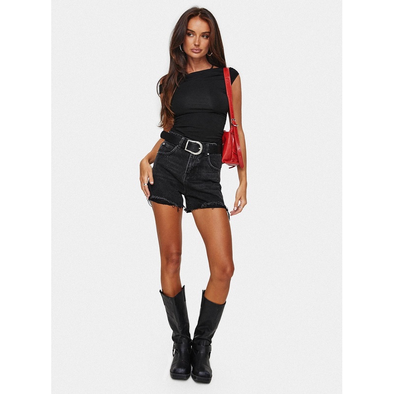 Laurena Denim Shorts Washed Black