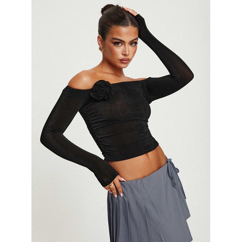 Simonetta Off The Shoulder Top Black