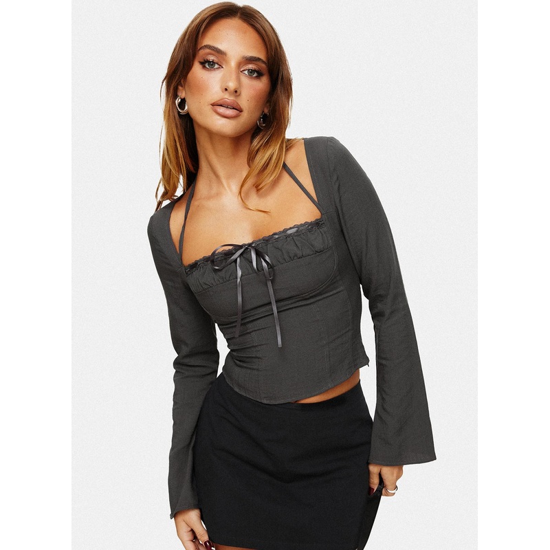 Trynia Long Sleeve Top Grey