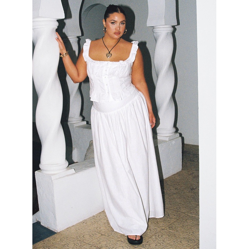 Valerio Maxi Skirt White Curve