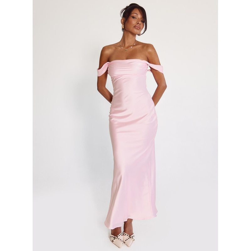 Azura Off The Shoulder Maxi Dress Pink