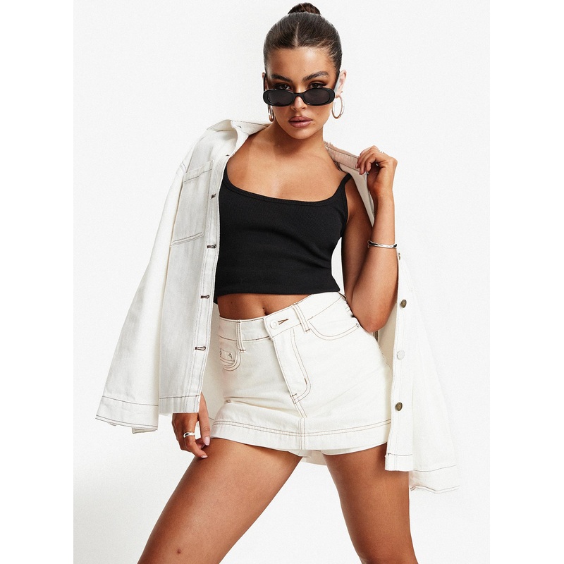 Katlynne Denim Mini Skort White
