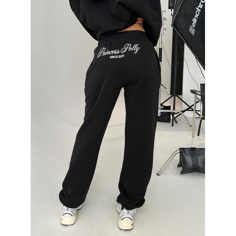 Princess Polly Track Pants Script Black / Ivory