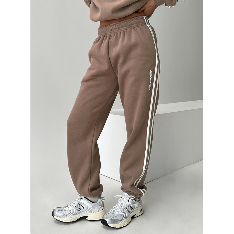 Princess Polly Track Pants Stripe Taupe / White