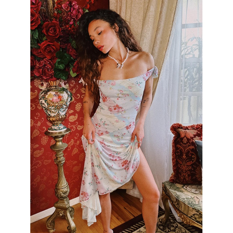 Smitten Asymmetric Maxi Dress Multi