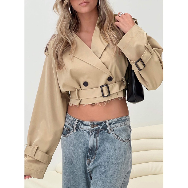 Woodson Cropped Trench Coat Beige