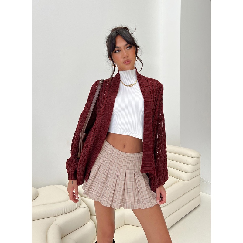 Abner Cable Cardigan Burgundy