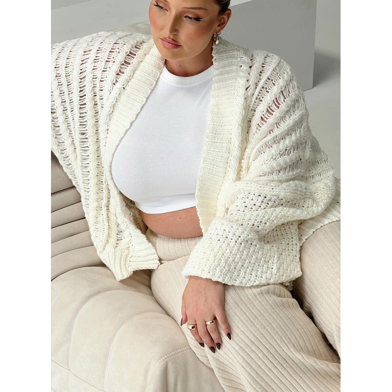 Abner Cable Cardigan Cream Curve