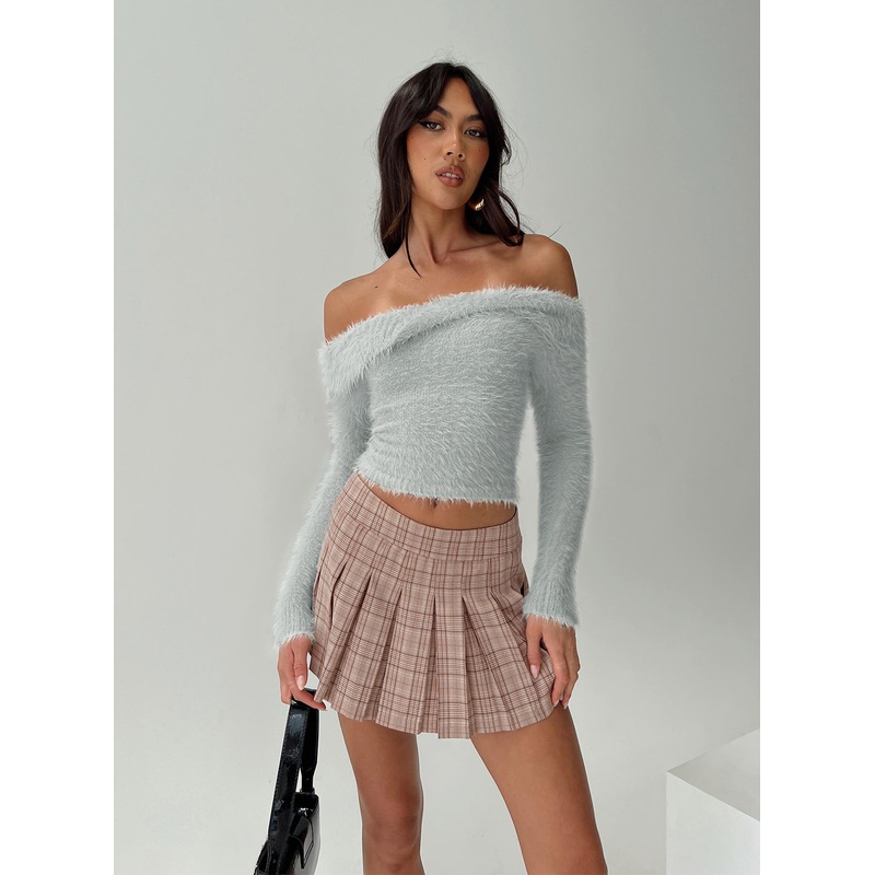 Closer To You Low Waist Mini Skirt Brown Check