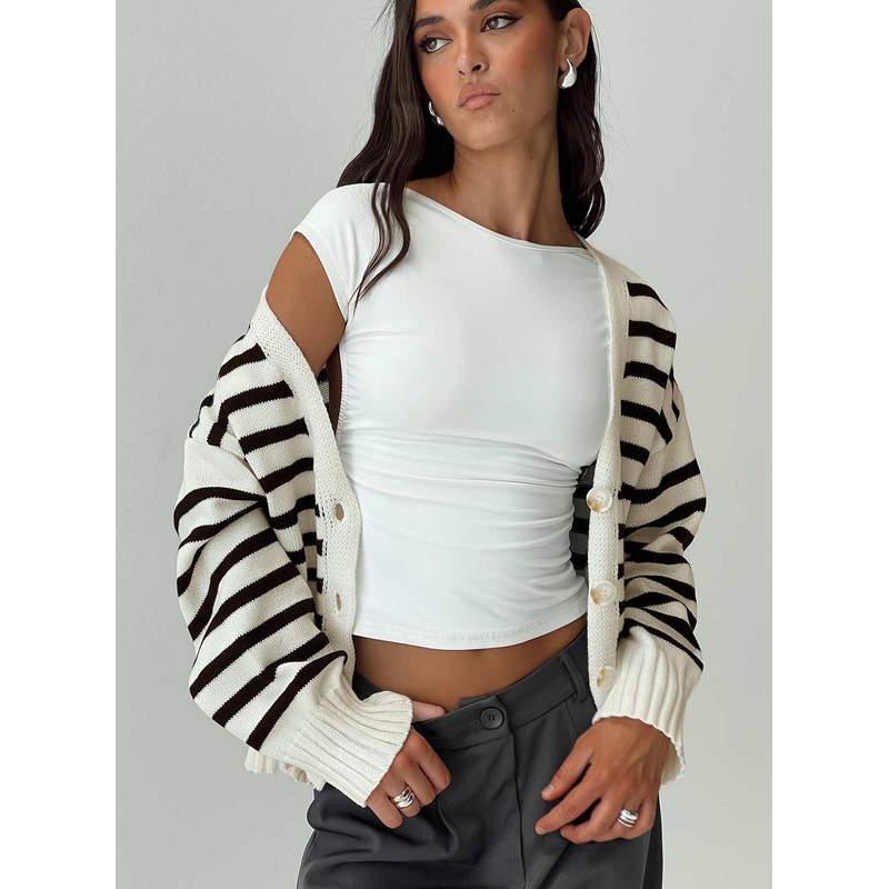 Karlson Striped Cardigan Cream / Black