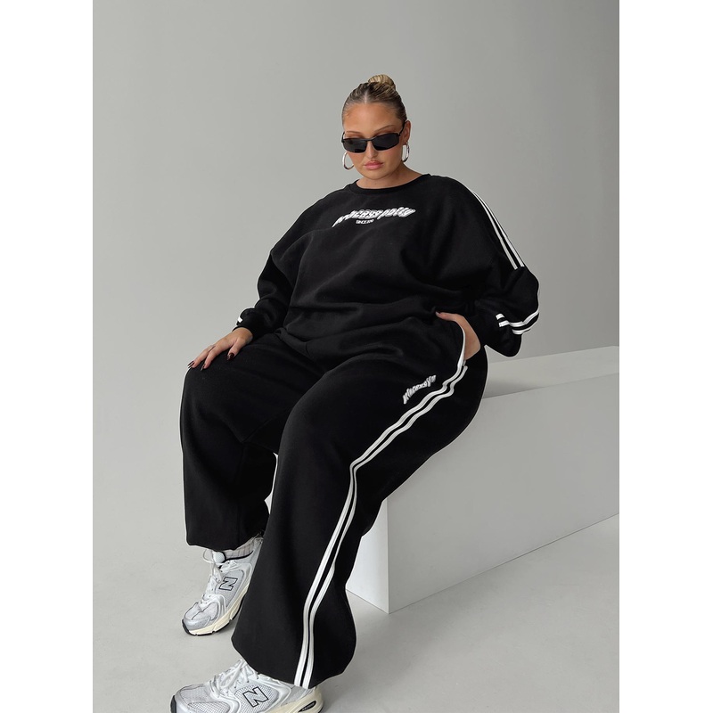 Princess Polly Track Pants Stripe Black / White Curve