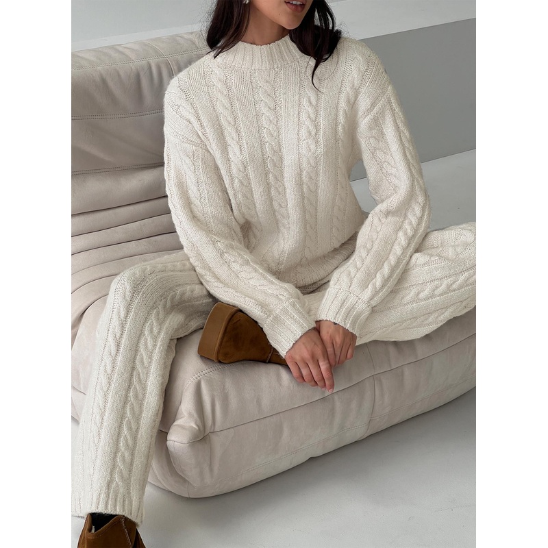 Sharif Cable Knit Sweater Beige