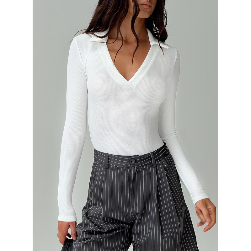 Tarpley Long Sleeve Bodysuit White